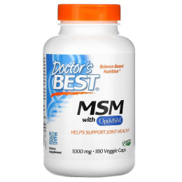 МСМ метилсульфонилметан Doctor's Best (MSM with OptiMSM) 1000 мг 180 растительных капсул