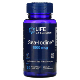 Морський йод, Sea-Iodine, Life Extension 1000 мкг, 60 рослинних капсул