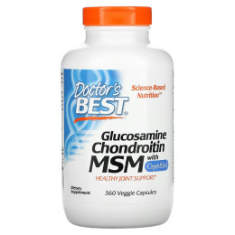 Глюкозамін хондроїтин МСМ, Glucosamine Chondroitin MSM with OptiMSM, Doctor's Best, 360 рослинних капсул