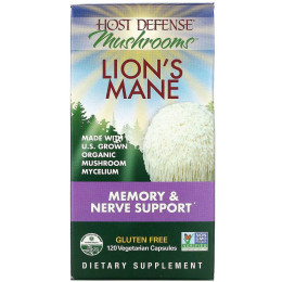 Ежовик гребенчатый, поддержка памяти и нервов, Lion's Mane Capsules, Promotes Mental Clarity, Focus and Memory, Fungi Perfecti, 120 вегетерианских капсул