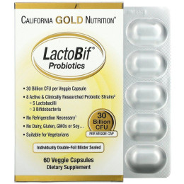 Пробиотики California Gold Nutrition (LactoBif Probiotics) 30 млрд КОЕ 60 овощных капсул