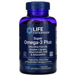 Омега-3 плюс, Omega Foundations Super Omega-3 Plus, Life Extension, 120 мягких желатиновых капсул