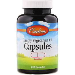 Порожні вегетаріанські капсули №1, Empty Vegetarian 1 Capsules, Carlson Labs, 200 капсул