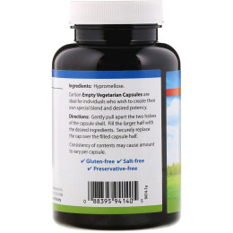 Порожні вегетаріанські капсули №1, Empty Vegetarian 1 Capsules, Carlson Labs, 200 капсул