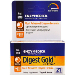 Ферменти для травлення, Digest Gold with ATPro, Enzymedica, 21 капсула