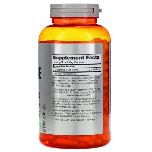 Глютамин Now Foods (L-Glutamine Sports) 1000 мг 240 капсул