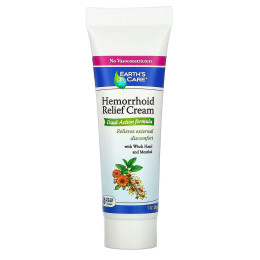 Крем для полегшення геморою, з гамамелісу і ментолом, Hemorrhoid Relief Cream, with Witch Hazel and Menthol, Earth's Care, 28 г