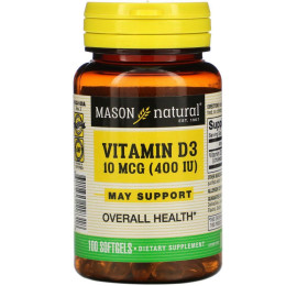 Витамин Д3 Mason Natural (Vitamin D3) 400 МЕ 100 гелевых капсул