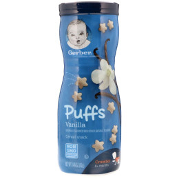 Детские пуфы от 8 месяцев ваниль Gerber (Puffed Grain Snack 8+ Months Vanilla) 42 г