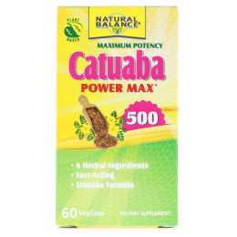 Катуаба Power Max500, максимальная эффективность, Natural Balance, 60 капсул с оболочкой из ингредиентов растительного происхождения