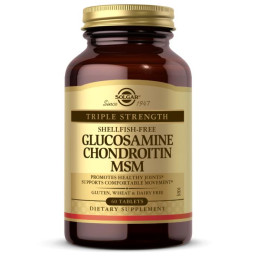 Глюкозамин Хондроитин и МСМ тройная сила Solgar (Glucosamine Chondroitin MSM) 60 таблеток