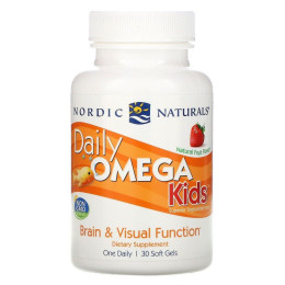 Омега для детей для ежедневного употребления, фруктовый вкус, Daily Omega Kids Strawberry, Nordic Naturals, 500 мг, 30 жевательных капсул