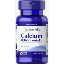 Карбонат кальция + витамин D, Calcium Carbonate + Vitamin D, Puritan's Pride, 600 мг, 60 таблеток