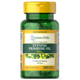 Масло примулы вечерней с GLA, Evening Primrose Oil with GLA, Puritan's Pride, 500 мг, 100 капсул