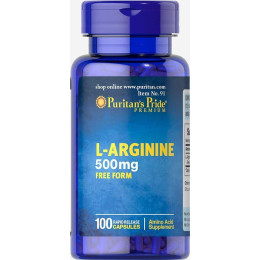 L-аргинин, L-Arginine, Puritan's Pride, 500 мг, 100 капсул