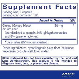 Гинкго билоба Pure Encapsulations (Ginkgo 50) 160 мг 120 капсул