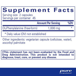 Фенилаланин Pure Encapsulations (DL-Phenylalanine) 90 капсул