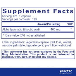 Альфа-ліпоєва кислота Pure Encapsulations (Alpha Lipoic Acid) 400 мг 120 капсул