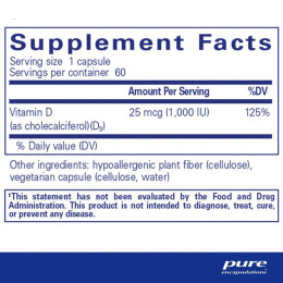 Вітамін Д3 Pure Encapsulations (Vitamin D3) 1000 МО 60 капсул