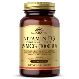 Вітамін Д3 Solgar (Vitamin D3) 25 мкг 1000 МО 100 капсул