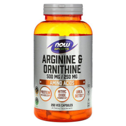 Аргинин Орнитин Now Foods (Arginine Ornithine) 500 мг/250 мг 250 капсул