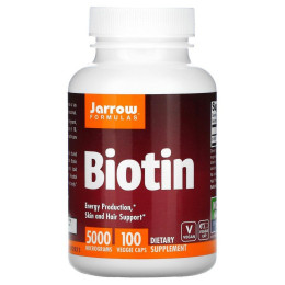 Биотин, Biotin, Jarrow Formulas, 5000 мкг, 100 капсул