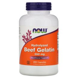 Говяжий желатин Now Foods (Hydrolyzed Beef Gelatin) 550 мг 200 капсул