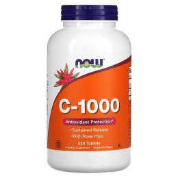 Витамин C с шиповником Now Foods (Vitamin C With Rose Hips) 1000 мг 250 таблеток