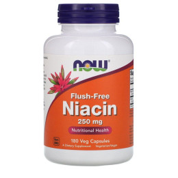 Ниацин витамин В3 Now Foods (Flush-Free Niacin) 250 мг 180 растительных капсул