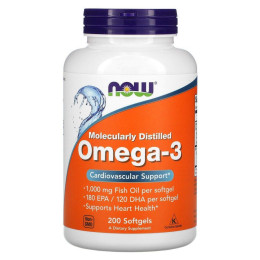 Омега-3 поддержка сердца Now Foods (Omega-3 180 EPA/120 DHA) 200 капсул