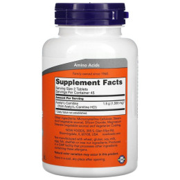 Ацетил-Л-карнитин Now Foods (Acetyl-L-Carnitine) 750 мг 90 таблеток