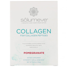 Коллаген пептиды вкус граната Solumeve (Collagen Peptides) 30 пакетиков по 5,15 г