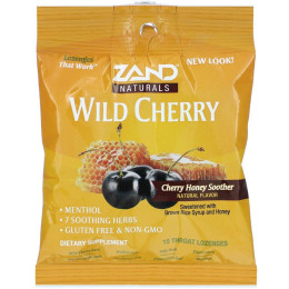 Дикая вишня, медовые леденцы, Wild Cherry, Honey Soother, Zand, 15 леденцов для горла