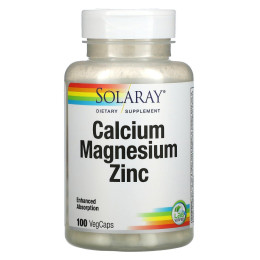 Кальций, магний и цинк, Calcium, Magnesium, Zinc, Solaray, 100 вегетарианских капсул