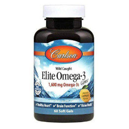 Рыбий жир Омега-3 лимон Carlson Labs (Elite Omega-3) 1600 мг 60 гелевых капсул