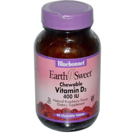 Витамин Д3 со вкусом малины Bluebonnet Nutrition (Vitamin D3) 400 МЕ 90 жевательных таблеток