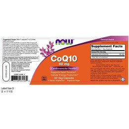 Коэнзим Q10 Now Foods (CoQ10) 60 мг 60 вегетарианских капсул