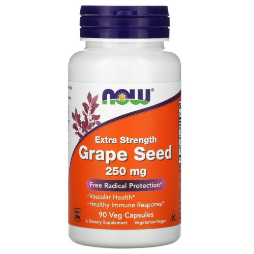 Экстракт виноградных косточек Now Foods (Grape Seed Extract) 250 мг 90 вегетарианских капсул