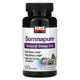 Натуральний засіб для сну, Somnapure, Natural Sleep Aid, Force Factor, 60 таблеток