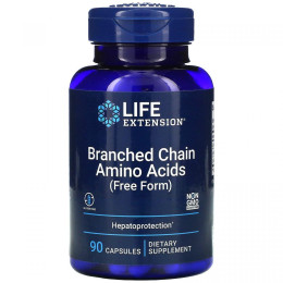 БЦАА, BCAA, амінокислоти з розгалуженим ланцюгом, Branched Chain Amino Acids, Life Extension, 90 капсул