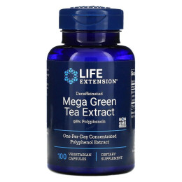 Зеленый чай экстракт мега без кофеина Life Extension (Green Tea) 725 мг 100 капсул