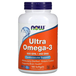 Омега-3 500 ЕПК / 250 ДГК Now Foods (Ultra Omega-3 Cardiovascular Support 550 EPA/250 DHA) 180 желатинових капсул