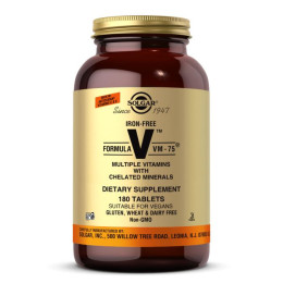 Мультивітаміни без заліза формула VM-75 Solgar (Multiple Vitamins) 180 таблеток