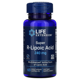 Супер Р-липоевая кислота, Super R-Lipoic Acid, Life Extension, 240 мг, 60 капсул на растительной основе