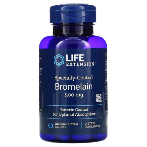 Бромелаїн в спеціальній оболонці, Specially Coated Bromelain, Life Extension, 500 мг, 60 таблеток