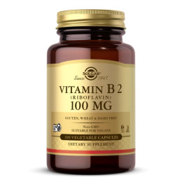 Вітамін B2 Solgar (Vitamin B2) 100 мг 100 рослинних капсул