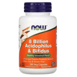 Ацидофилус и бифидобактерии Now Foods (Acidophilus/Bifidus) 120 вегетарианских капсул