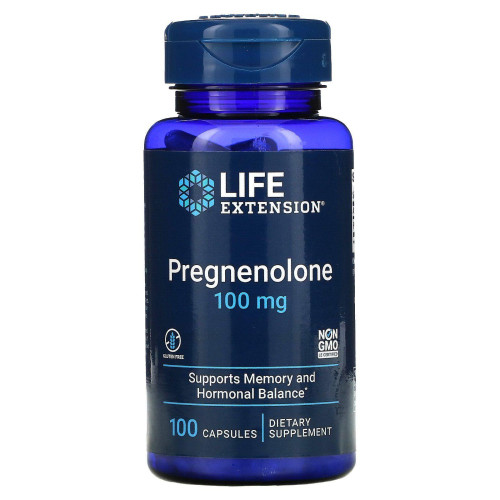 Прегненолон, Pregnenolone, Life Extension, 100 мг, 100 капсул