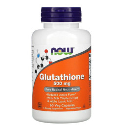 Глутатіон Now Foods (Glutathione) 500 мг 60 рослинних капсул