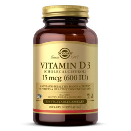 Натуральний вітамін Д3 Solgar (Vitamin D3) 15 мкг 600 МО 120 вегетаріанських капсул